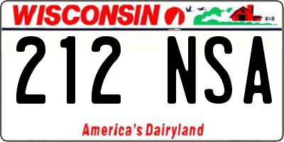 WI license plate 212NSA