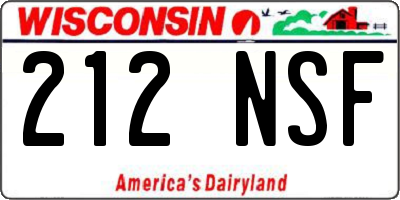 WI license plate 212NSF