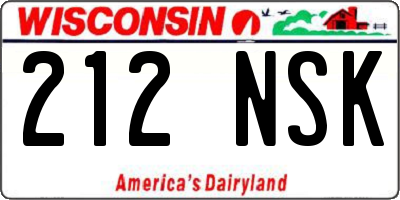 WI license plate 212NSK