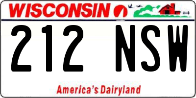 WI license plate 212NSW