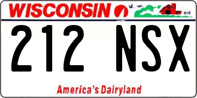 WI license plate 212NSX