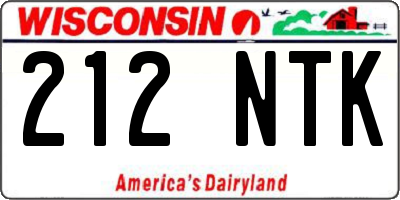 WI license plate 212NTK