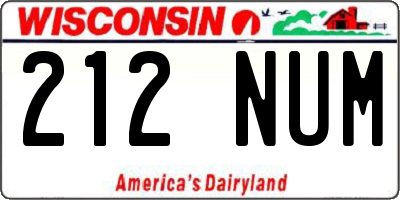 WI license plate 212NUM