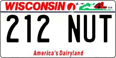 WI license plate 212NUT