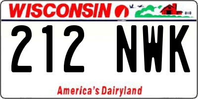 WI license plate 212NWK