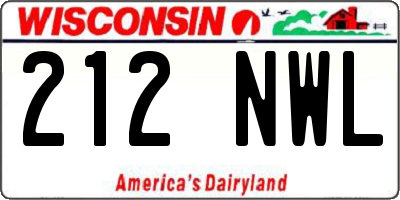 WI license plate 212NWL