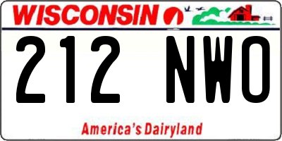WI license plate 212NWO