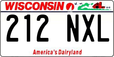 WI license plate 212NXL