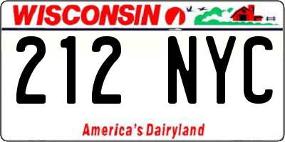 WI license plate 212NYC