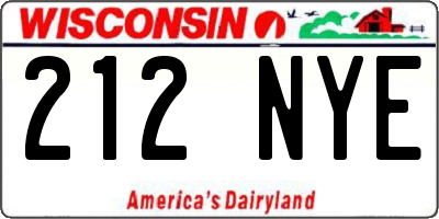 WI license plate 212NYE