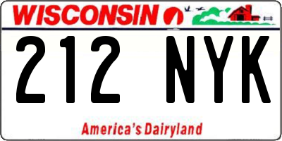 WI license plate 212NYK