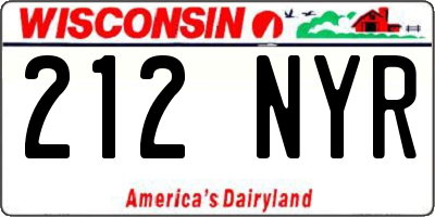 WI license plate 212NYR