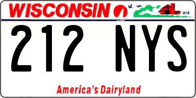 WI license plate 212NYS
