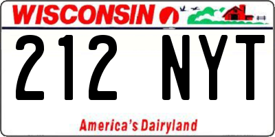 WI license plate 212NYT