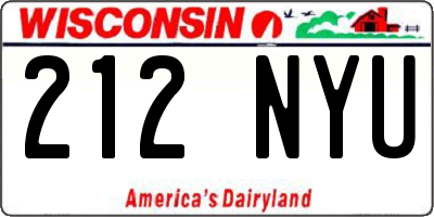 WI license plate 212NYU