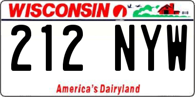 WI license plate 212NYW