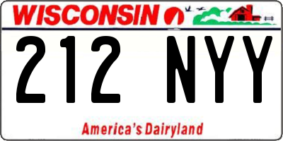 WI license plate 212NYY