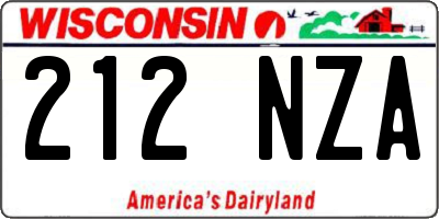 WI license plate 212NZA