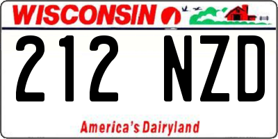 WI license plate 212NZD