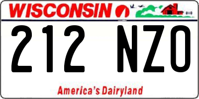WI license plate 212NZO