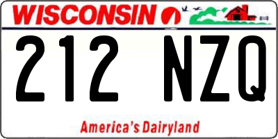 WI license plate 212NZQ