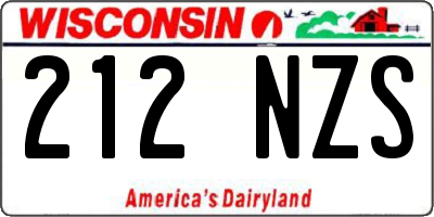 WI license plate 212NZS