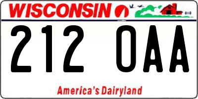 WI license plate 212OAA