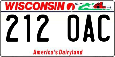 WI license plate 212OAC