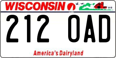 WI license plate 212OAD