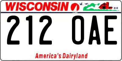WI license plate 212OAE