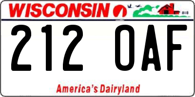 WI license plate 212OAF