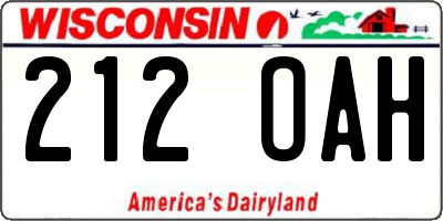 WI license plate 212OAH