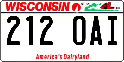 WI license plate 212OAI