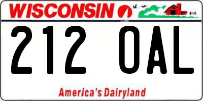 WI license plate 212OAL