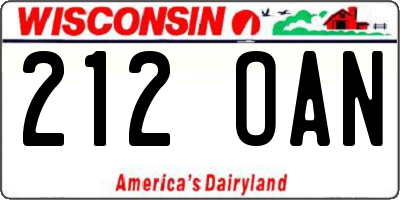 WI license plate 212OAN