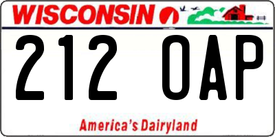 WI license plate 212OAP