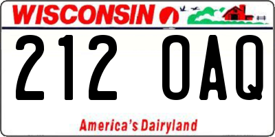 WI license plate 212OAQ