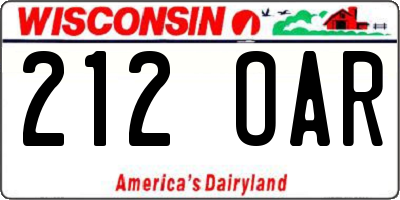 WI license plate 212OAR