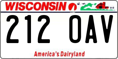 WI license plate 212OAV