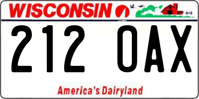 WI license plate 212OAX