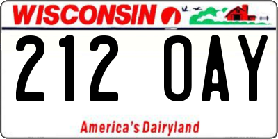 WI license plate 212OAY