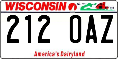 WI license plate 212OAZ