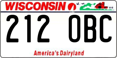 WI license plate 212OBC