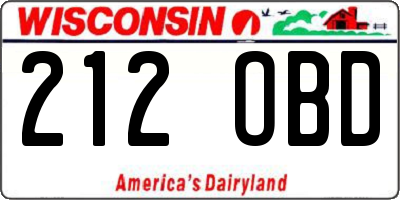 WI license plate 212OBD