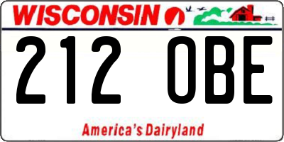 WI license plate 212OBE