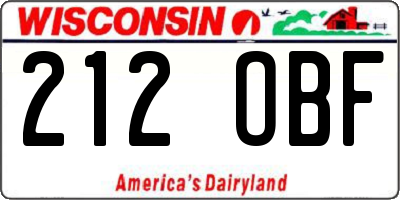 WI license plate 212OBF