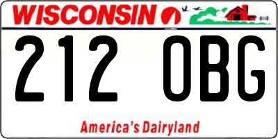 WI license plate 212OBG
