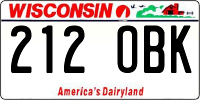WI license plate 212OBK