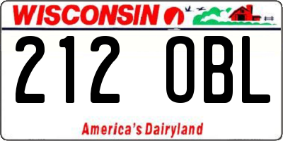 WI license plate 212OBL
