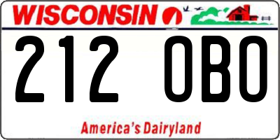 WI license plate 212OBO